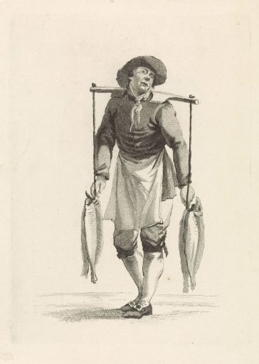 Fish seller carrying fish on a yoke