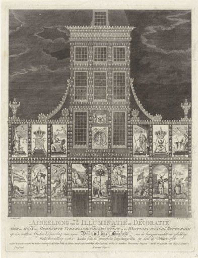 Illumination of the premises of the Oprechte Vaderlandsche Sociëteit on the Westnieuwland in Rotterdam, 1788