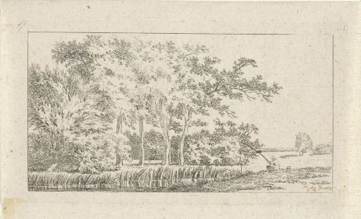 Wooded River Landscape with a Fisherman
