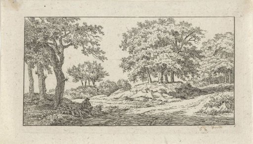 Two Resting Figures Beside a Forest Path