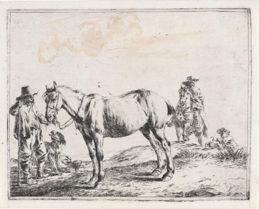 Man holding a horse by the reins
