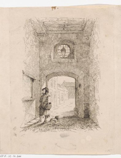Man with a Dog at a Gate