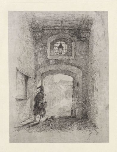 Man with a Dog at a Gate