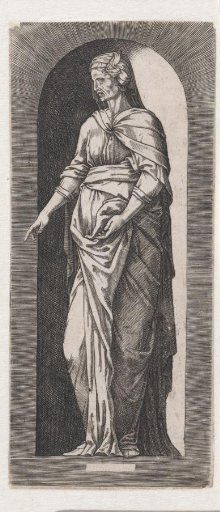 Older Sibyl pointing with her right hand