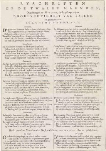 Poems by Joost van den Vondel on the Paintings of the Twelve Months, Day and Night by Sandrart