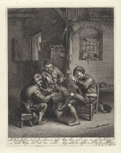 Three Peasants Sitting Around a Bench