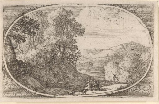 Two figures by a country road