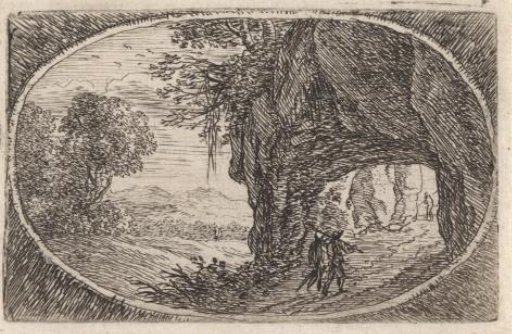 Landscape with a path through a rock