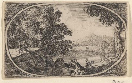 Landscape with a tree stump by a river
