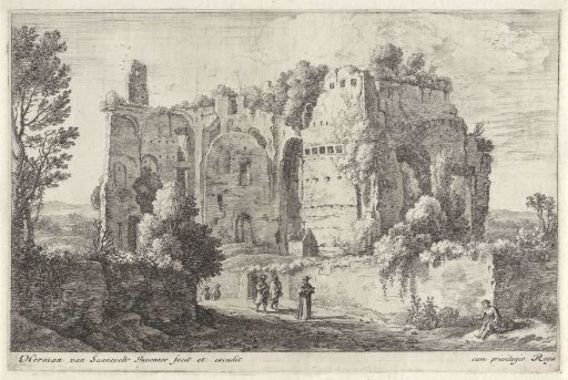 Landscape with a ruin and a cardinal