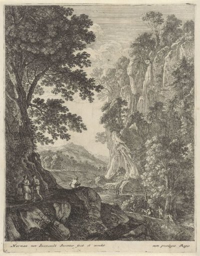 Mountain landscape with waterfall