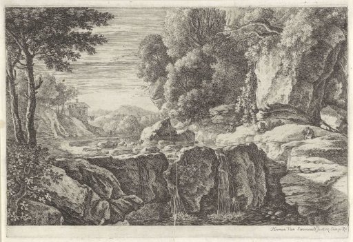 Landscape with a small waterfall