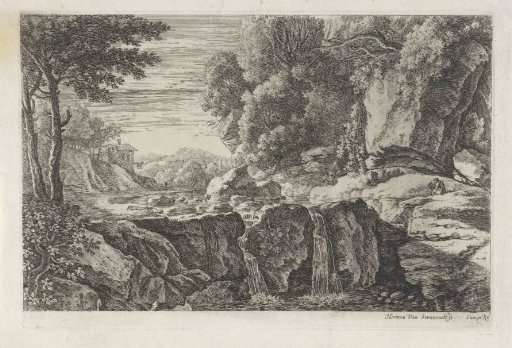 Landscape with a small waterfall