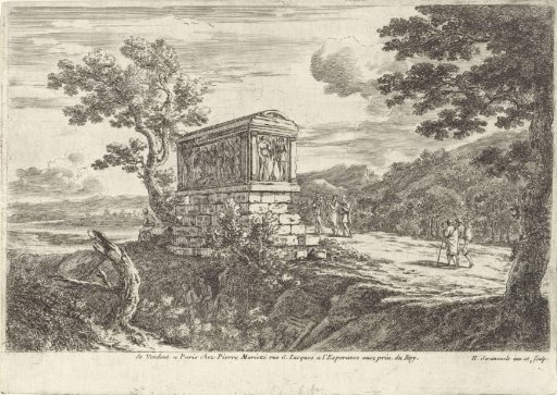 Landscape with a Classical Sarcophagus