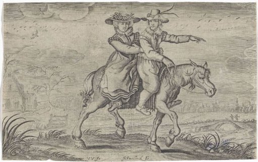 Man and woman on horseback