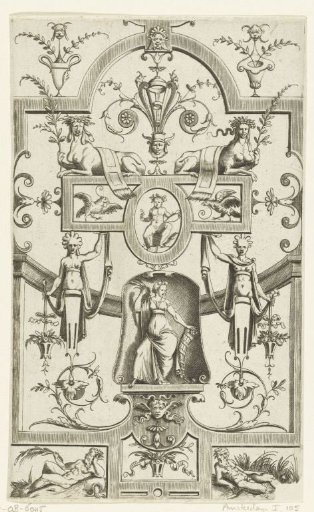 Flat decoration with grotesques, with Ceres in the center