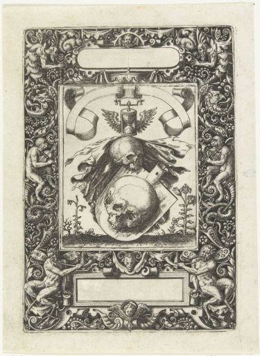 Frame with an elongated cartouche with rounded sides in the center top