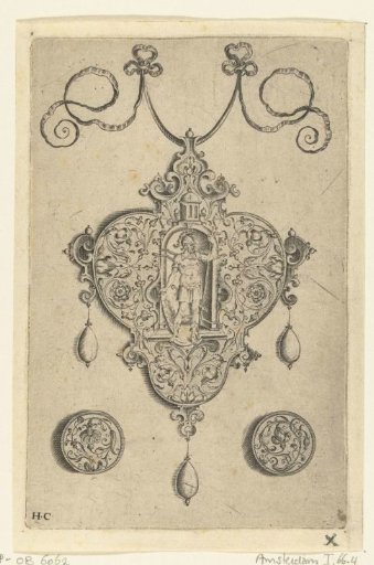 Front of a pendant, with Mars in the center