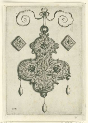 Back of a pendant with arabesques