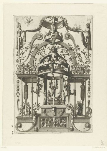 Panel with grotesques and lattice pavilion