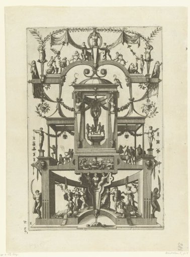 In the Center, a Vaulted Open Niche on a Pedestal with Four Dancing Figures