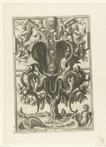 Shell-shaped Ornament Containing Figures.