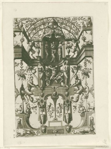 Niche on a Plinth under a Pergola, with Laocoön in the Center.
