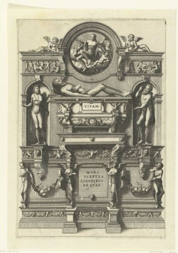 Sarcophagus against a Wall, with a Corpse of a Man