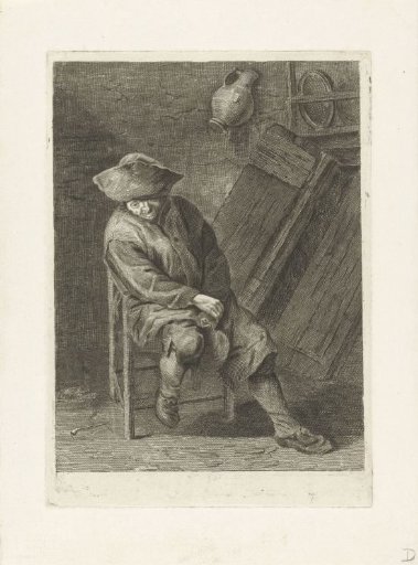 Seated farmer with a jug