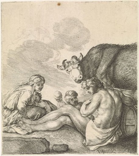 Resting Family by a Cow