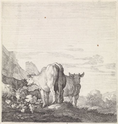 Cows and Goats in a Landscape with Houses