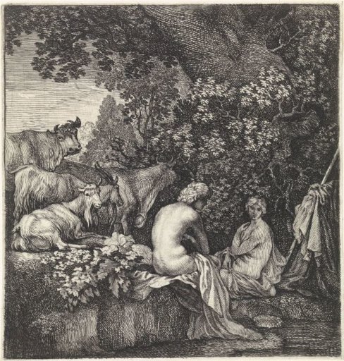 Shepherds by a Pond