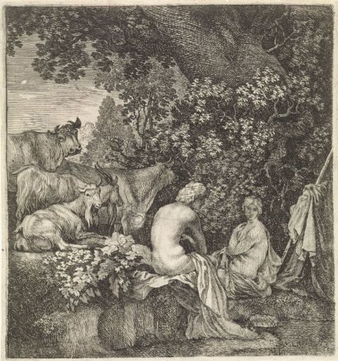 Shepherds by a Pond