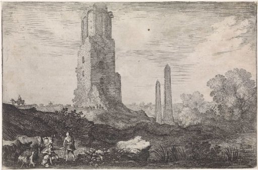 Landscape with two obelisks and the 'Torre delle Militie'