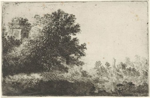 Landscape with an obelisk on the right