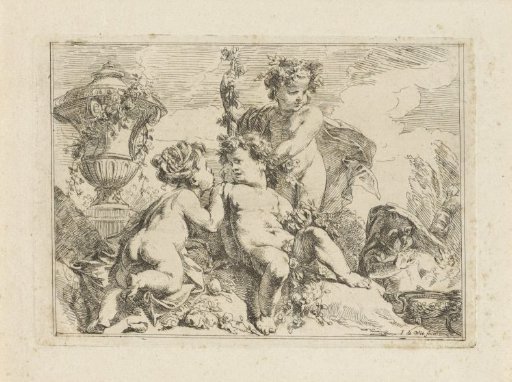 Four Nude Child Figures by a Garden Vase (Winter)