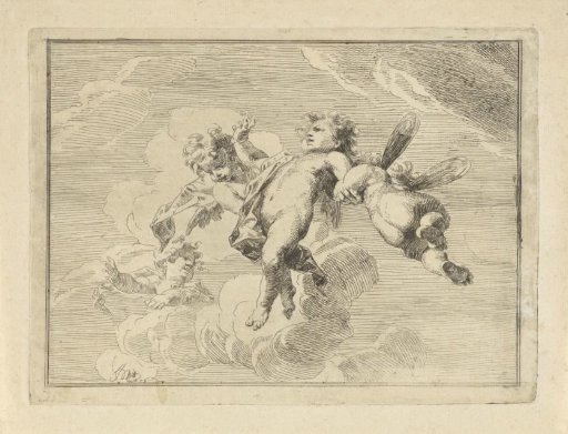 Four putti among the clouds