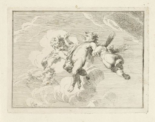 Four putti among the clouds