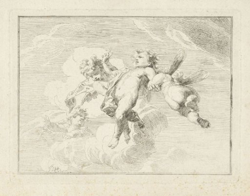 Four putti among the clouds