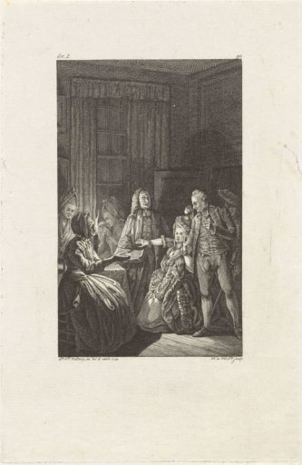 Interior with figures by candlelight