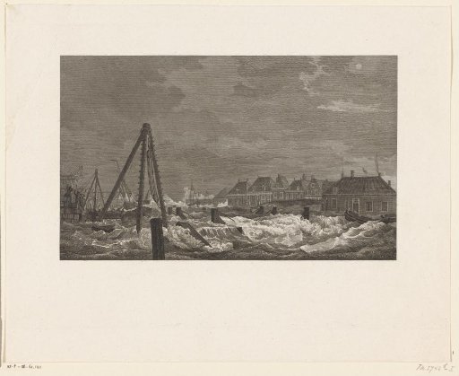 Flood at the Nieuwe Haven, Wijnbergse Kaai and Shipyard in Vlissingen, 1808