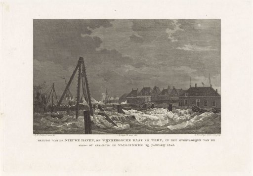 Flood at the Nieuwe Haven, Wijnbergse Kaai and Shipyard in Vlissingen, 1808