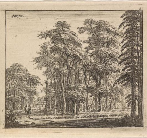Two Figures on a Winding Path in a Forest