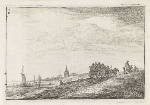 Coastline with horse and cart