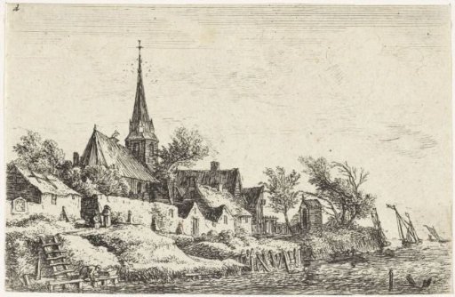 View of a village by the water