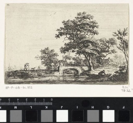Figures by a Stone Bridge