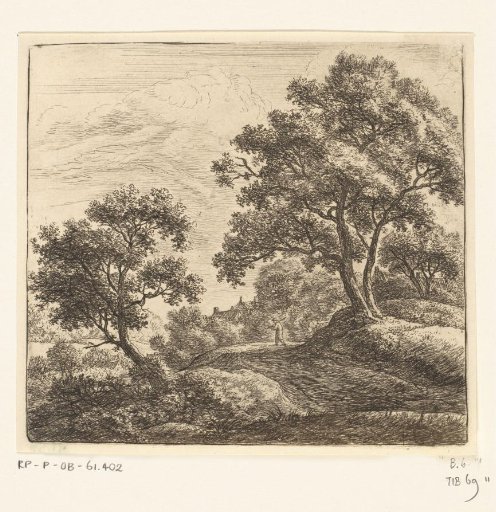 Man on a path near a village