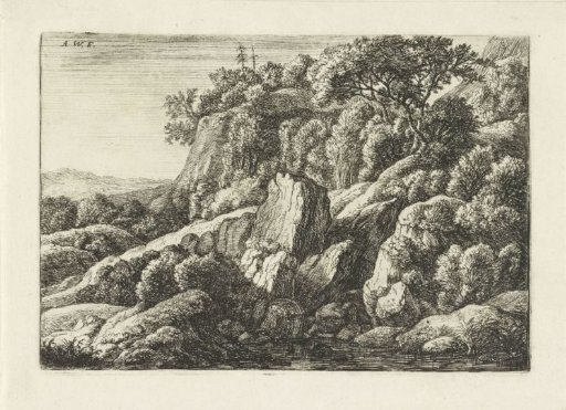 Landscape with rocks and a body of water