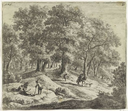 Forest Landscape with Resting Walkers and a Hunter