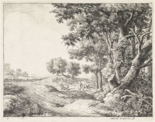 Farmer with a flock of sheep
